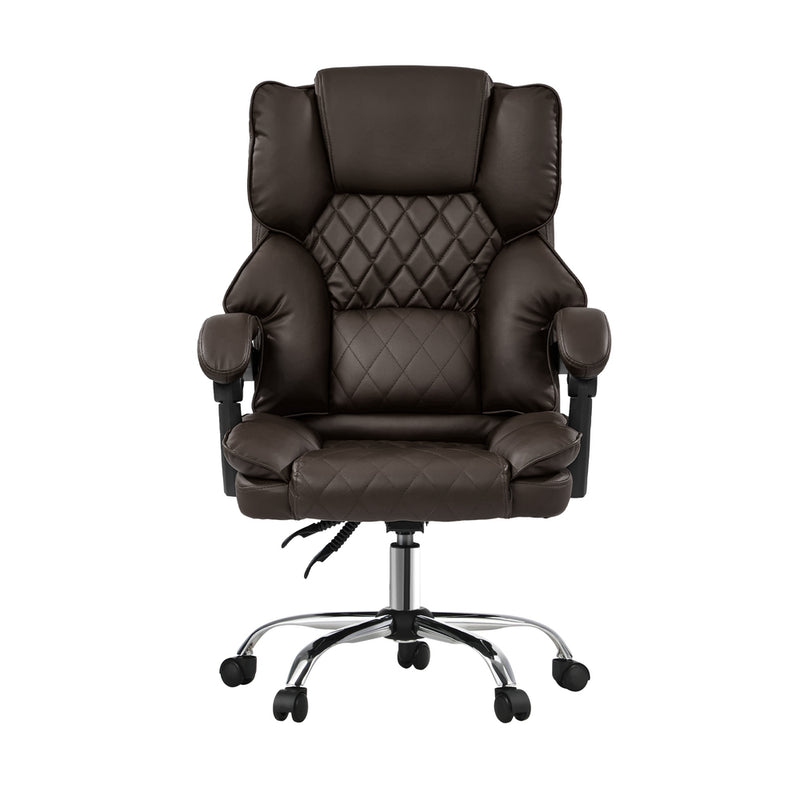 Oikiture Massage Office Chair Recliner Computer Chairs PU Dark Brown