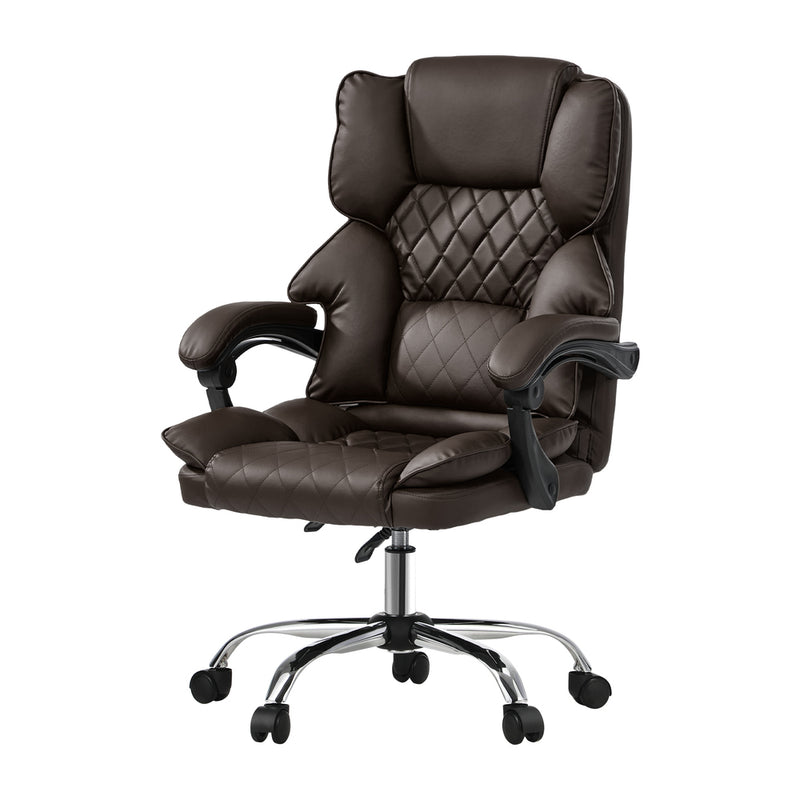 Oikiture Massage Office Chair Recliner Computer Chairs PU Dark Brown