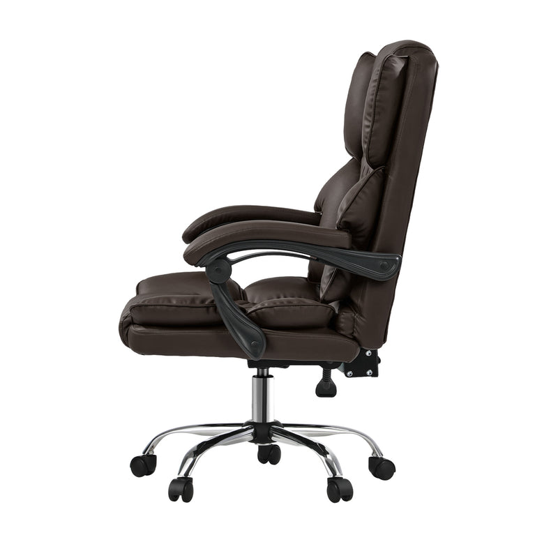 Oikiture Massage Office Chair Recliner Computer Chairs PU Dark Brown