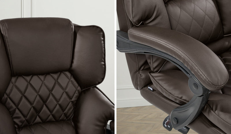 Oikiture Massage Office Chair Recliner Computer Chairs PU Dark Brown