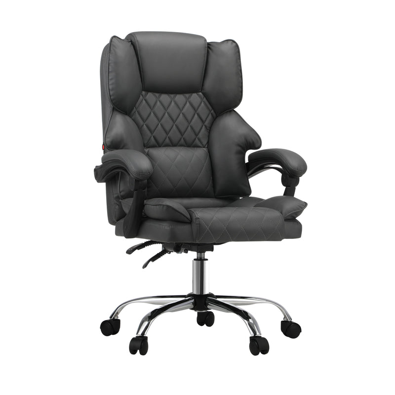 Oikiture Massage Office Chair PU Leather Seat Grey