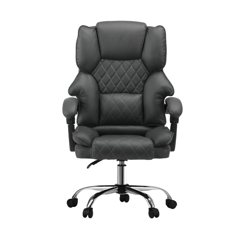 Oikiture Massage Office Chair PU Leather Seat Grey