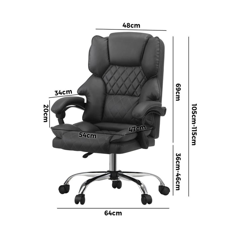 Oikiture Massage Office Chair PU Leather Seat Grey