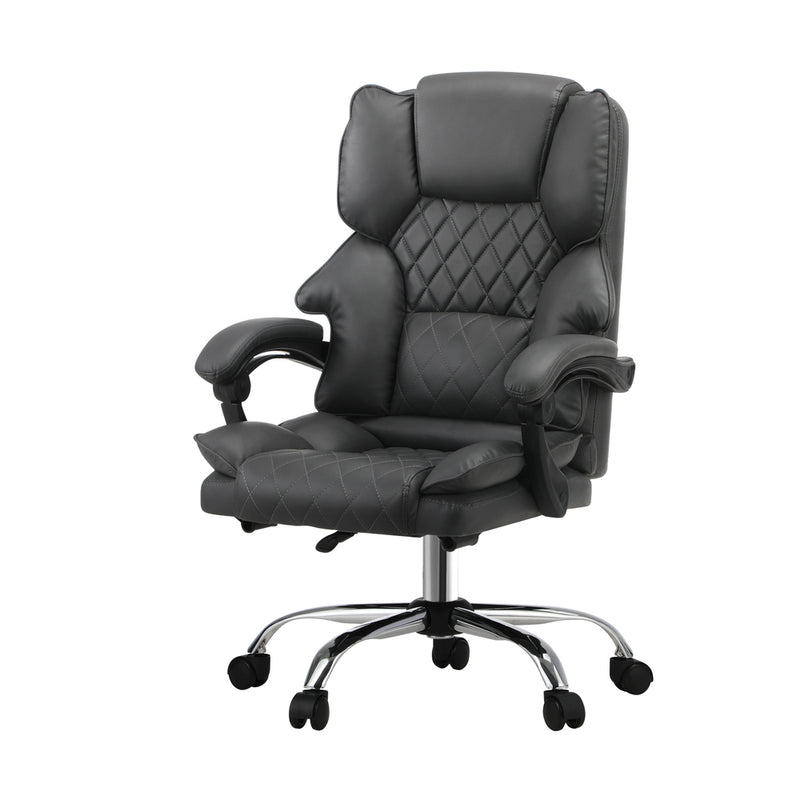 Oikiture Massage Office Chair PU Leather Seat Grey