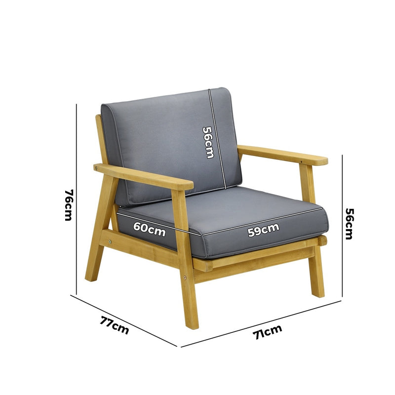 Livsip Outdoor Wooden Armchair with Cushion