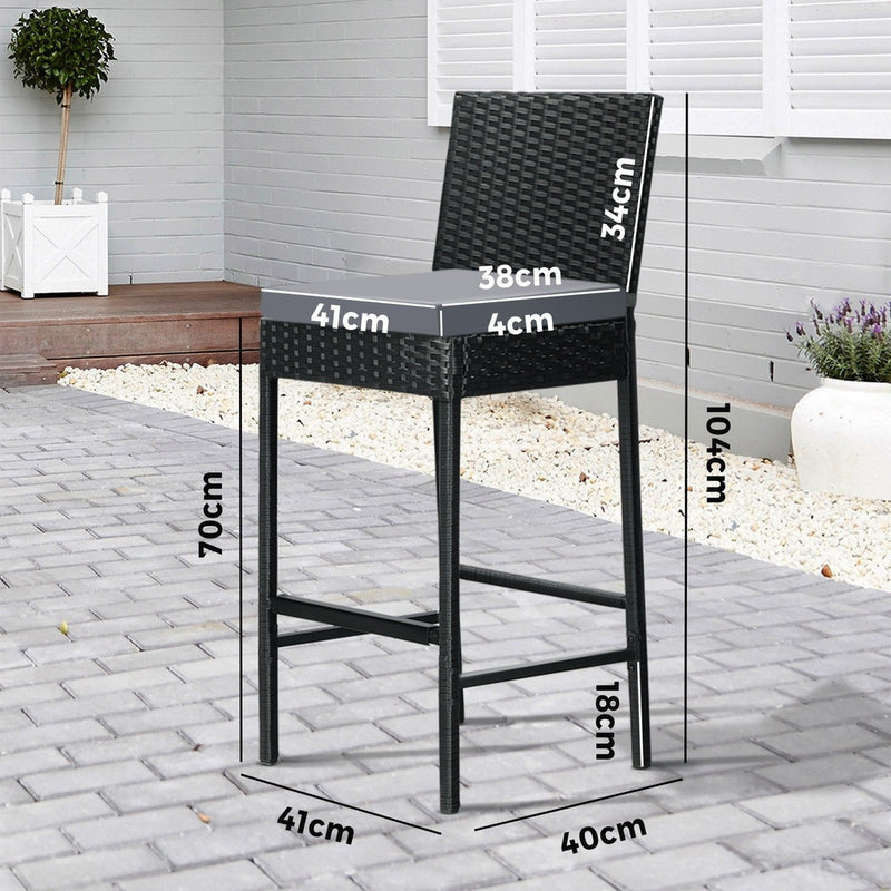 Livsip Garden Bar Stools Rattan Dinning Chairs 4X