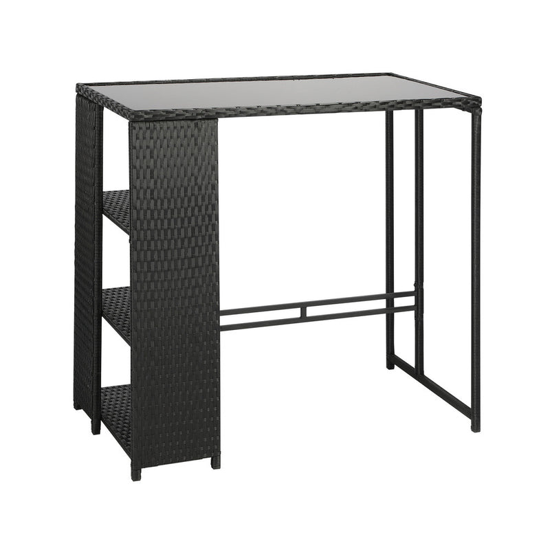 Livsip Rattan Outdoor Bar Table Glass Top Steel Frame
