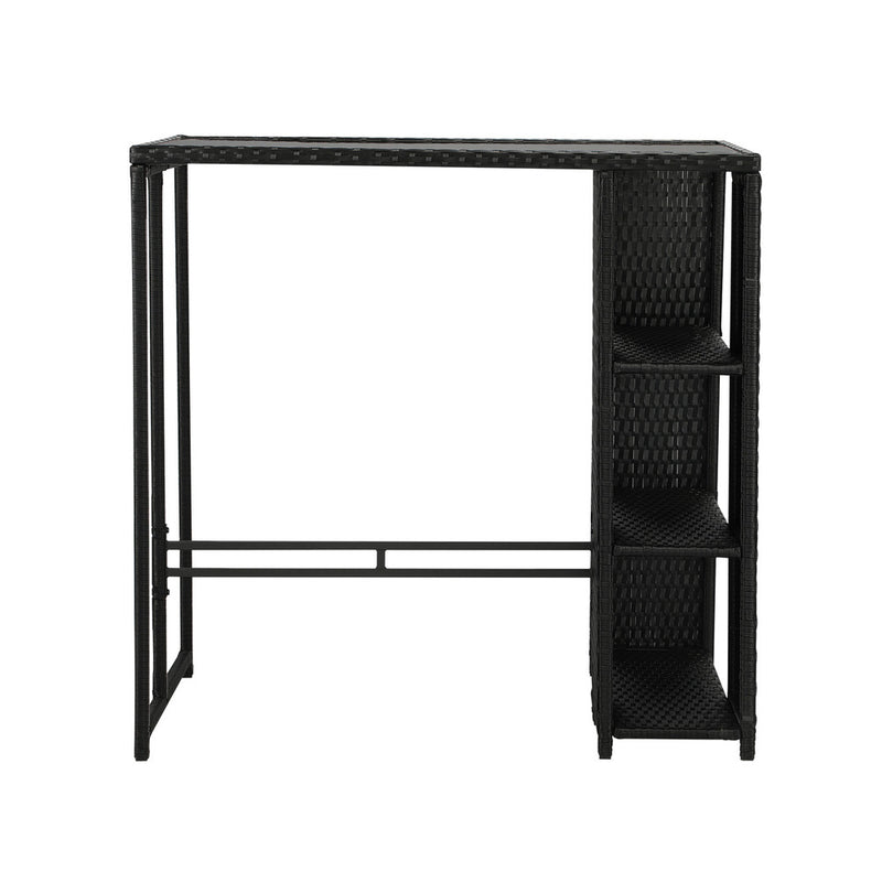 Livsip Rattan Outdoor Bar Table Glass Top Steel Frame
