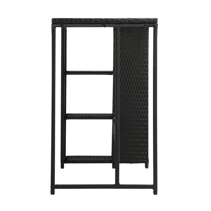 Livsip Rattan Outdoor Bar Table Glass Top Steel Frame