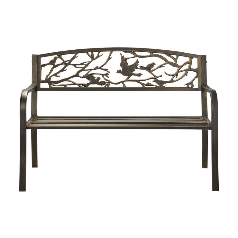 Livsip Garden Bench 3 Seater Bird Pattern Bronze