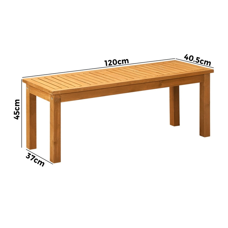 Livsip 120cm Garden Bench Wooden Slatted Seat 2 Seater
