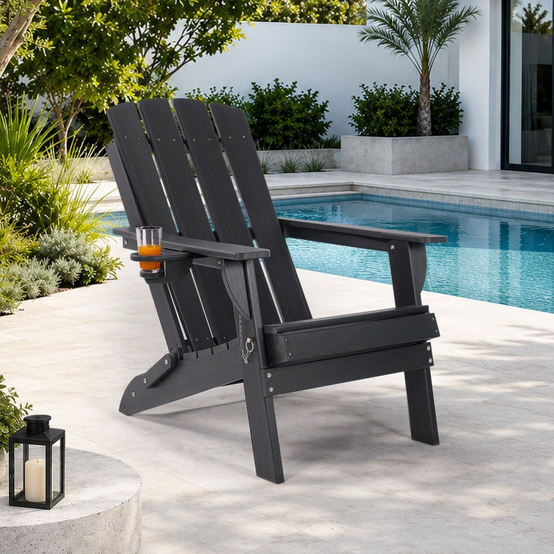 Livsip HDPE Adirondack Chair Outdoor Furniture Folding Chair Black