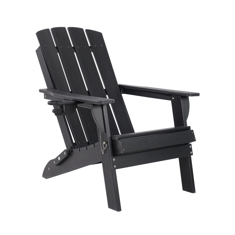 Livsip HDPE Adirondack Chair Outdoor Furniture Folding Chair Black