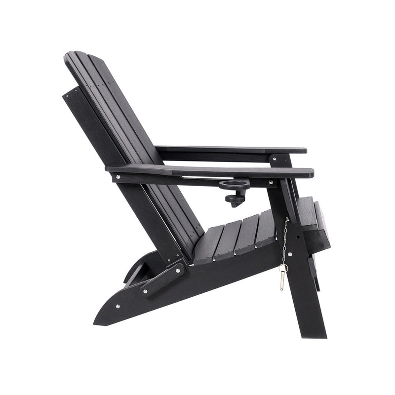 Livsip HDPE Adirondack Chair Outdoor Furniture Folding Chair Black