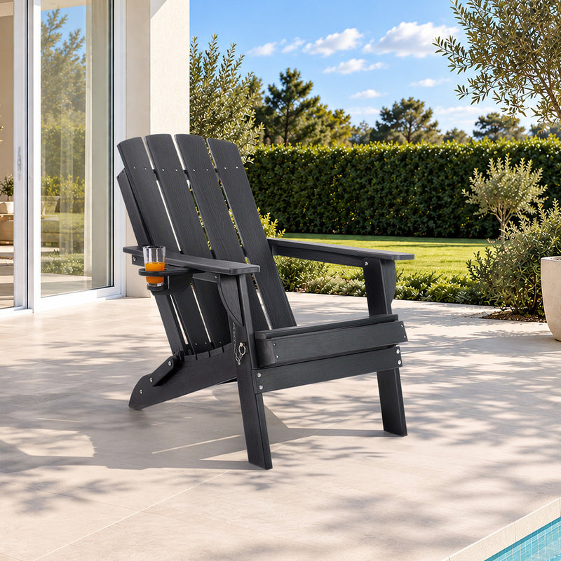 Livsip HDPE Adirondack Chair Outdoor Furniture Folding Chair Black