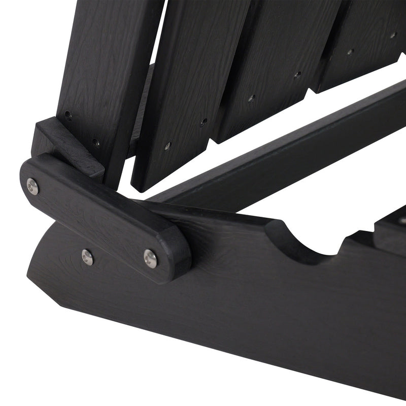 Livsip Outdoor Sun Lounge HDPE Adirondack Chair with Footrest Black