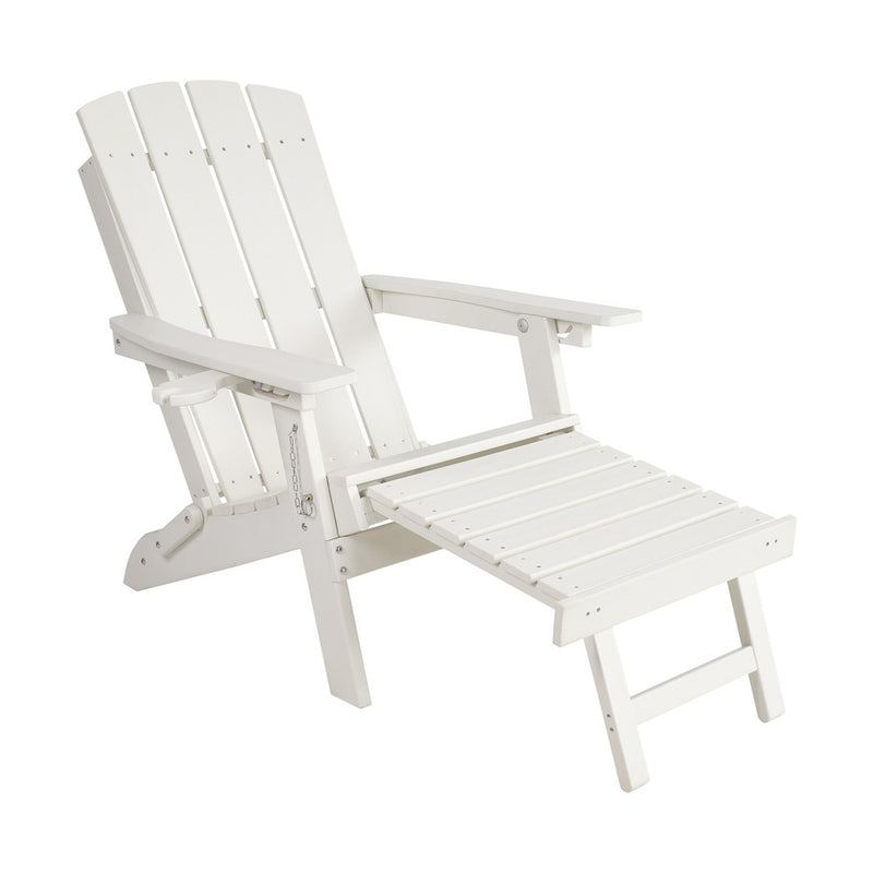 Livsip Outdoor Sun Lounge HDPE Adirondack Chair with Footrest White
