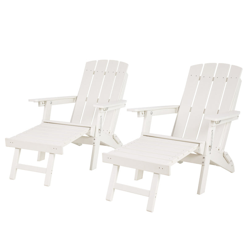Livsip 2PCS Sun Lounge Outdoor Adirondack Chairs Foldable HDPE White