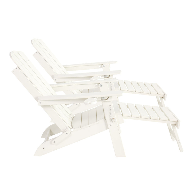 Livsip 2PCS Sun Lounge Outdoor Adirondack Chairs Foldable HDPE White