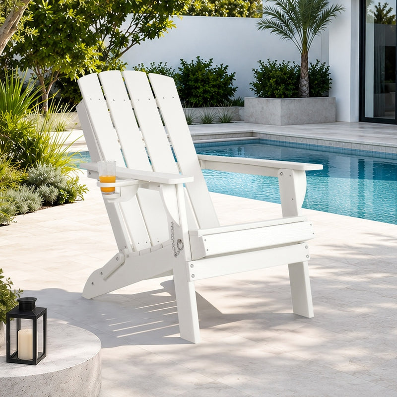 Livsip HDPE Adirondack Chair Outdoor Furniture Folding Chair White