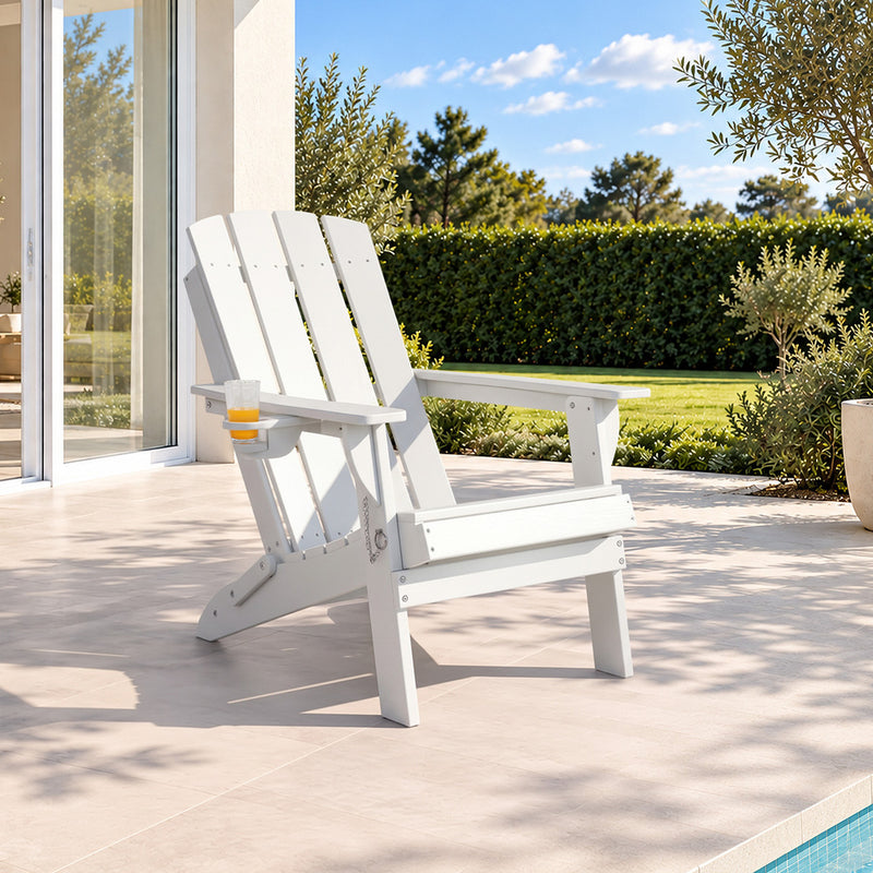 Livsip HDPE Adirondack Chair Outdoor Furniture Folding Chair White