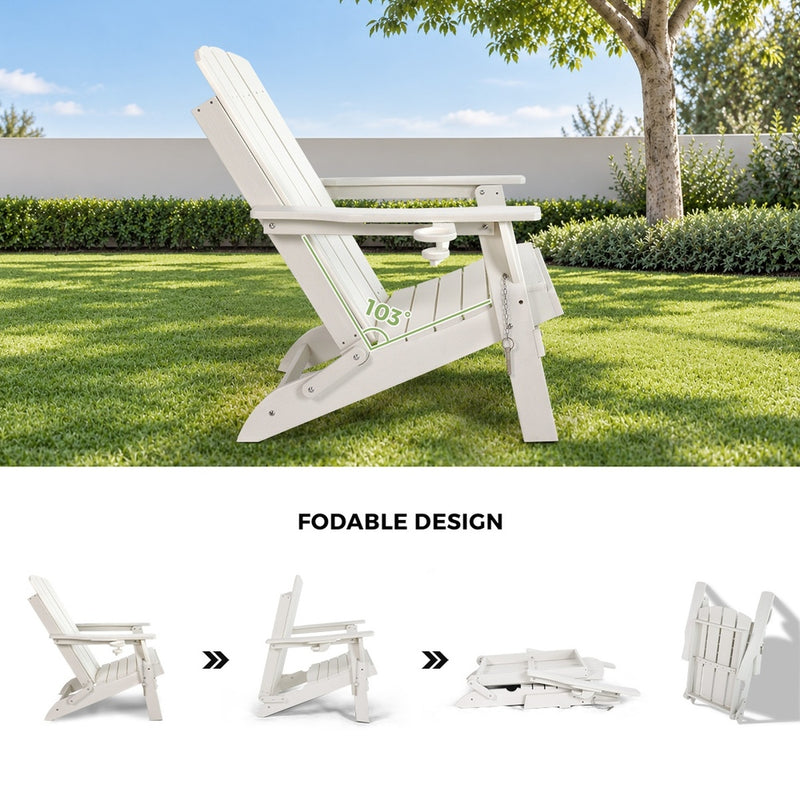 Livsip HDPE Adirondack Chair Outdoor Furniture Folding Chair White