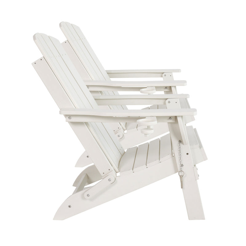 Livsip 2PCS HDPE Folding Adirondack Outdoor Lounge Chairs White