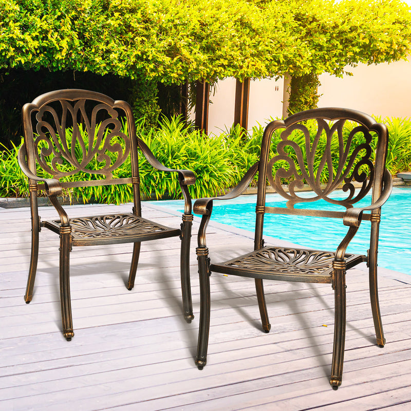 Livsip Outdoor Dining Chairs Cast Aluminium Frame Set of 2