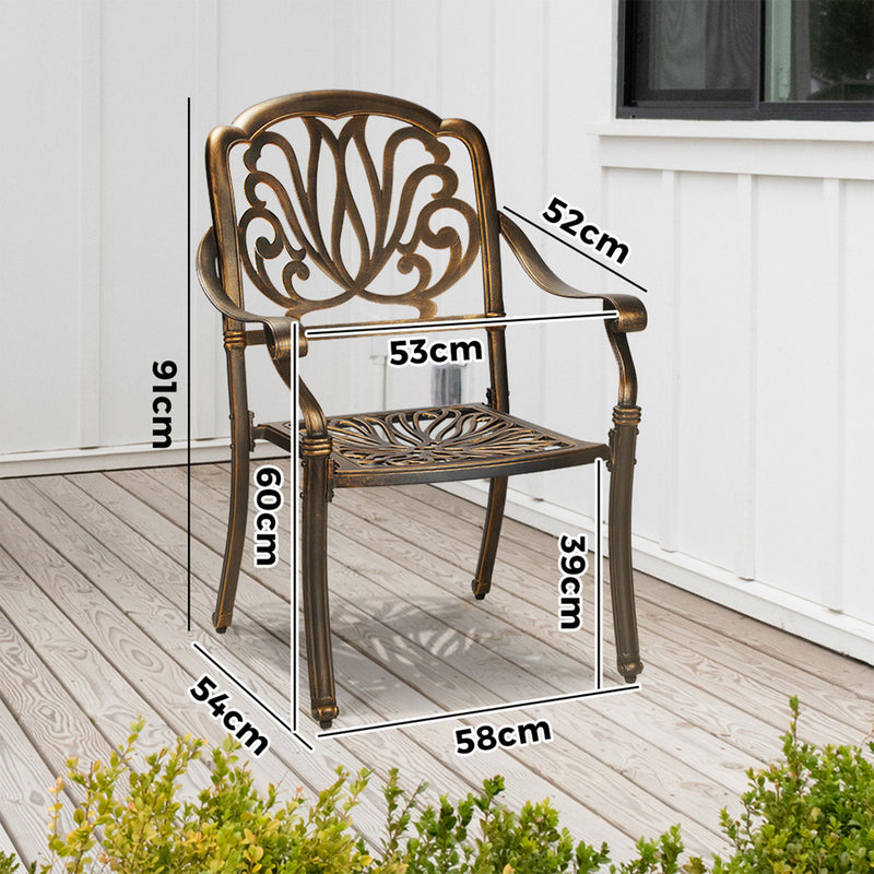 Livsip Outdoor Dining Chairs Cast Aluminium Frame Set of 2