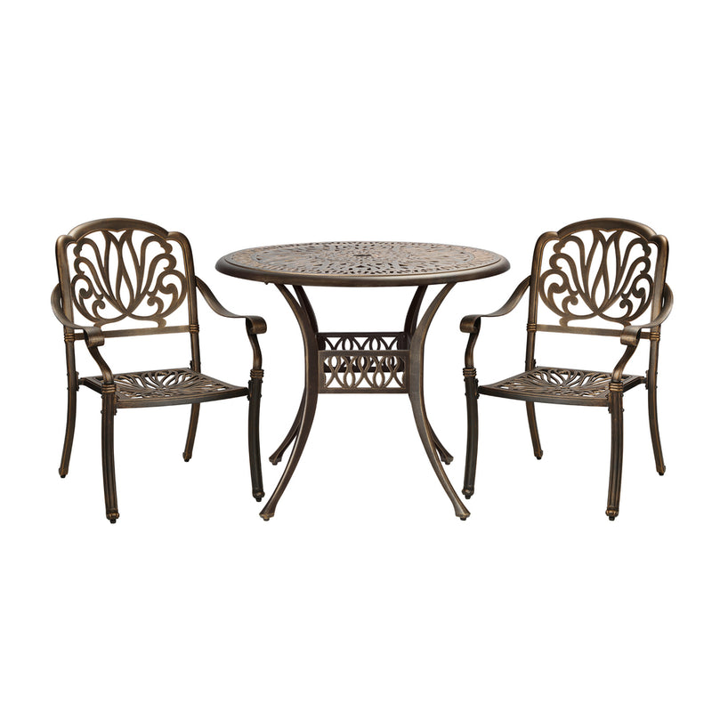 Livsip Outdoor Dining Set Bistro 3 Piece Cast Aluminium