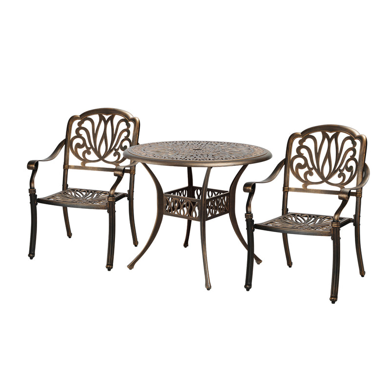 Livsip Outdoor Dining Set Bistro 3 Piece Cast Aluminium