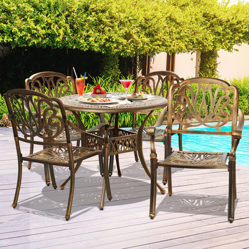 Livsip Outdoor 5 Piece Dining Bistro Set Chairs&Table