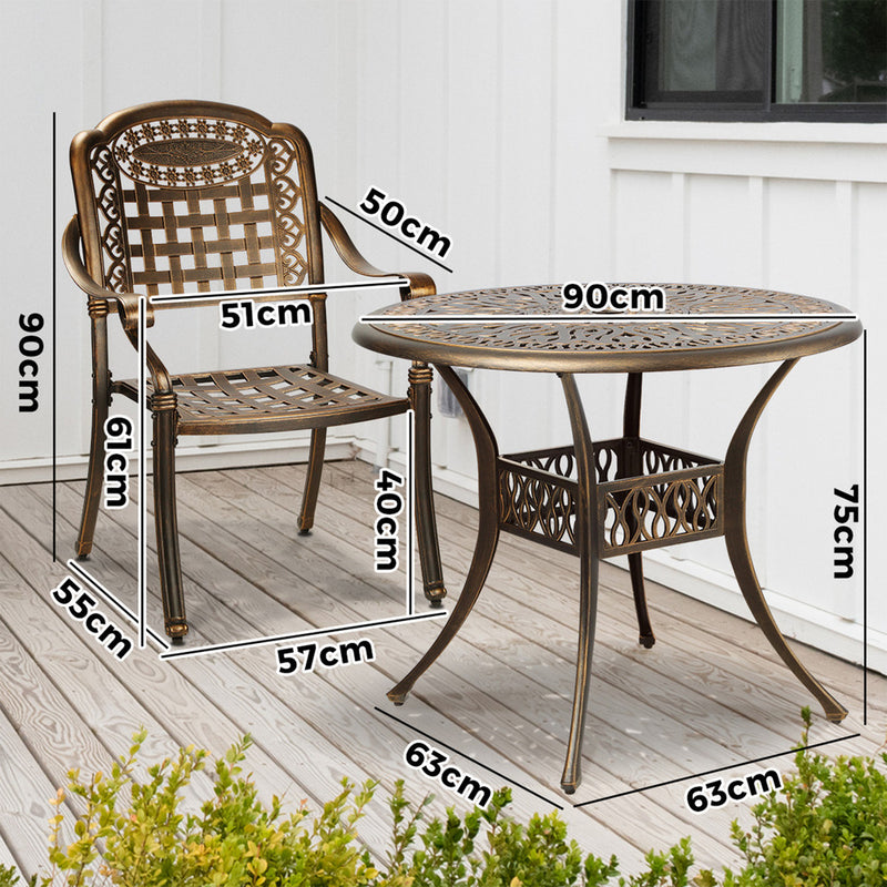 Livsip 3 Piece Outdoor Dining Set Bistro Cast Aluminium