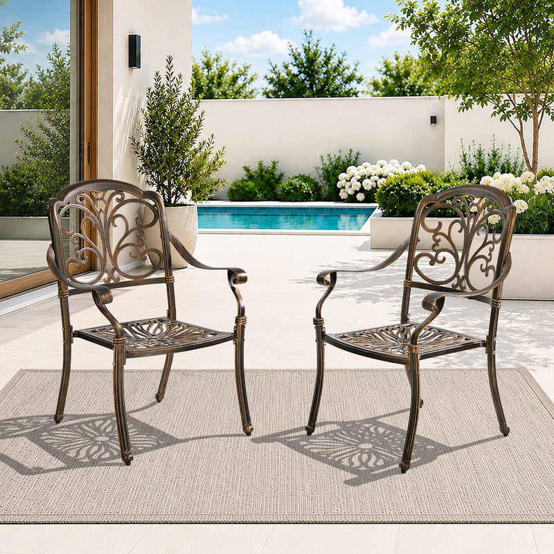 Livsip 2PCS Outdoor Patio Dining Chairs Cast Aluminium