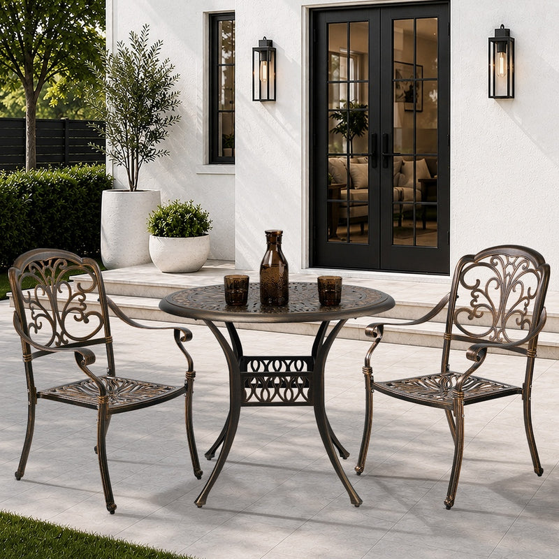 Livsip 3 Piece Outdoor Dining Set Patio Bistro Cast Aluminium