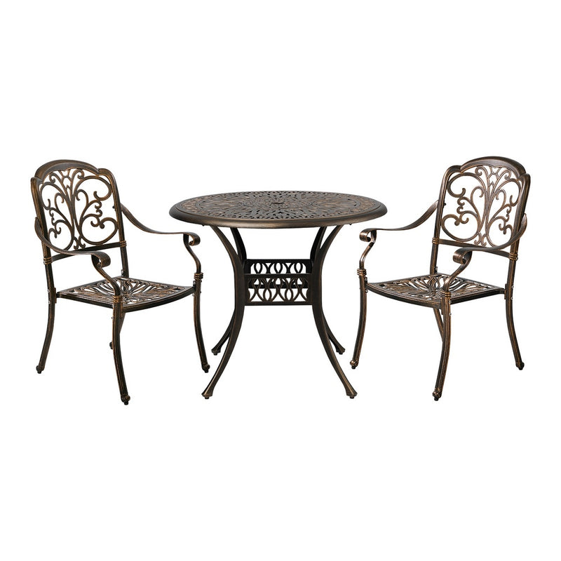 Livsip 3 Piece Outdoor Dining Set Patio Bistro Cast Aluminium