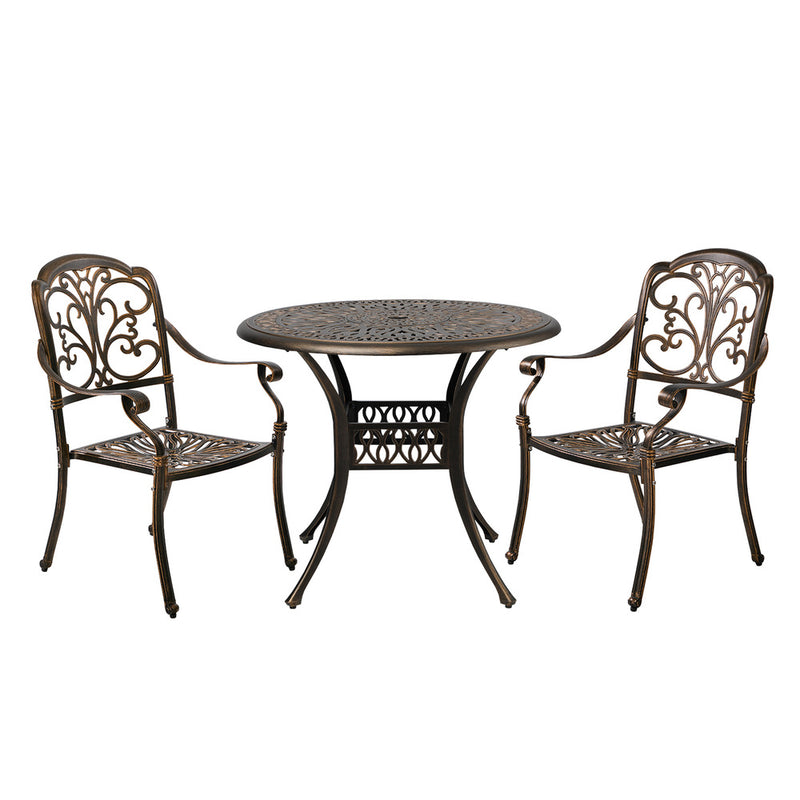 Livsip 3 Piece Outdoor Dining Set Patio Bistro Cast Aluminium