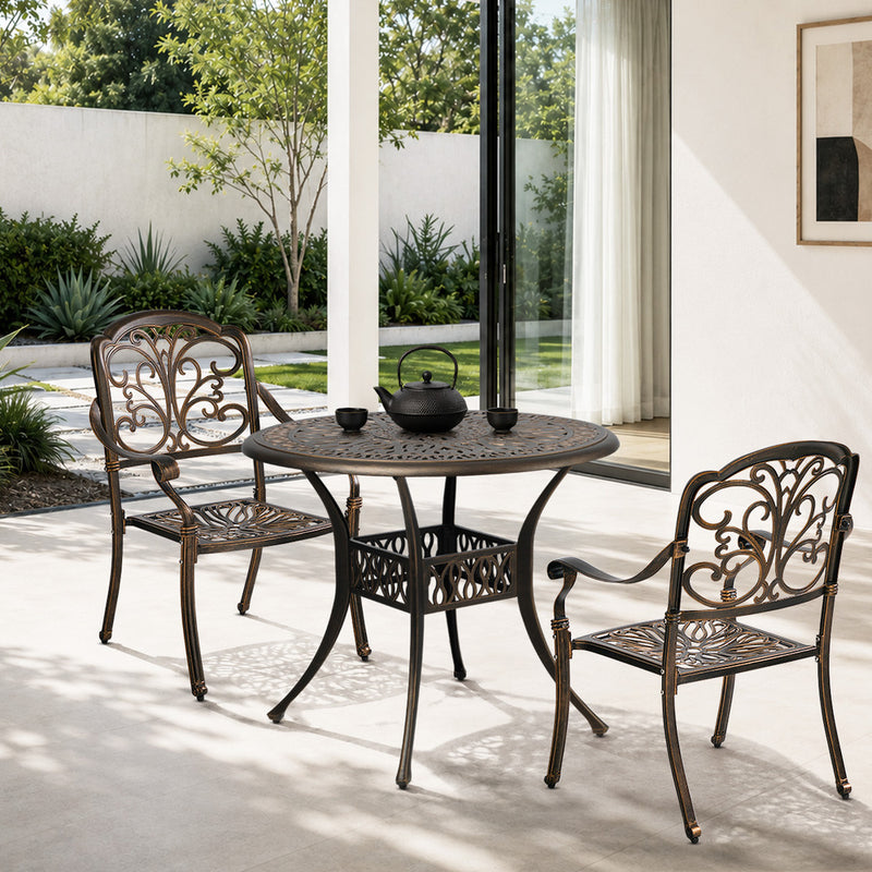 Livsip 3 Piece Outdoor Dining Set Patio Bistro Cast Aluminium