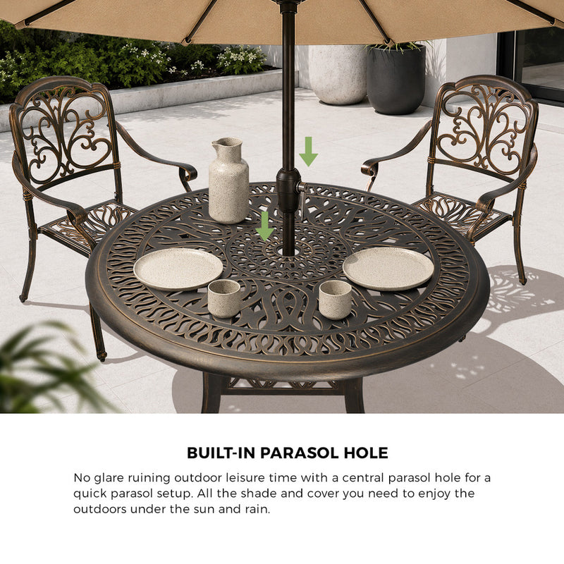 Livsip 3 Piece Outdoor Dining Set Patio Bistro Cast Aluminium