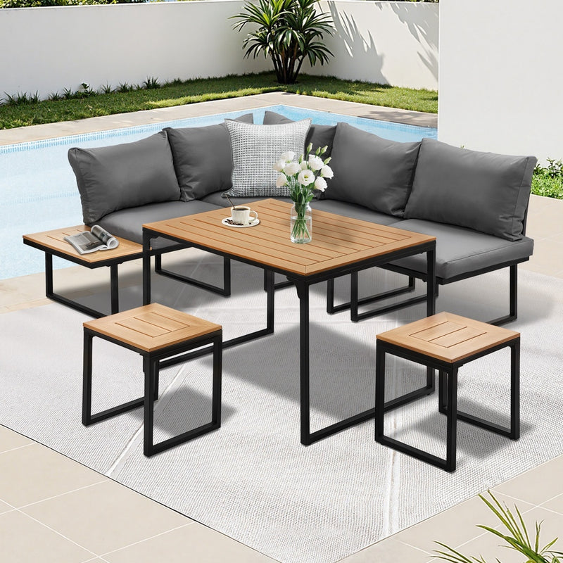 Livsip Double Sun Lounge Outdoor Sofa Day Bed with Curtains