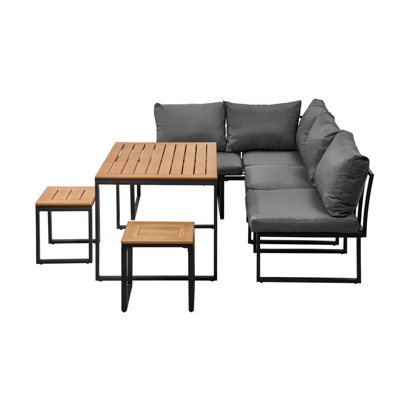 Livsip Double Sun Lounge Outdoor Sofa Day Bed with Curtains