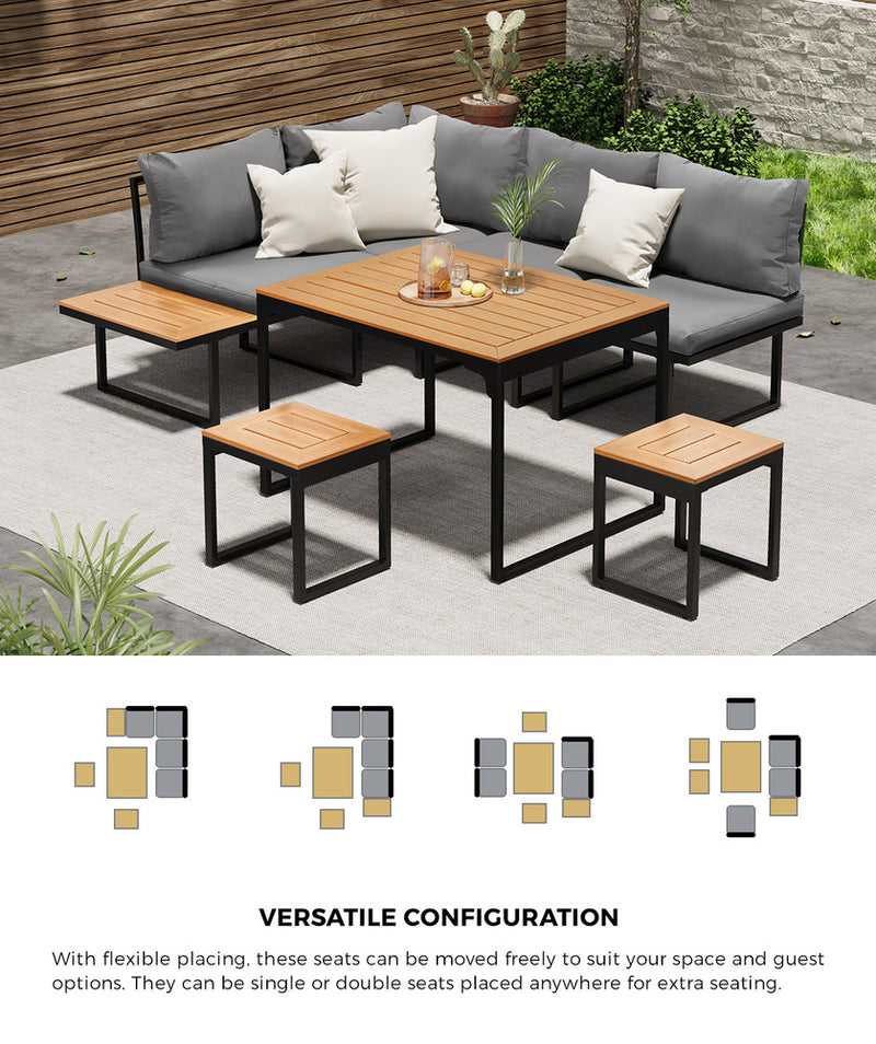 Livsip Double Sun Lounge Outdoor Sofa Day Bed with Curtains