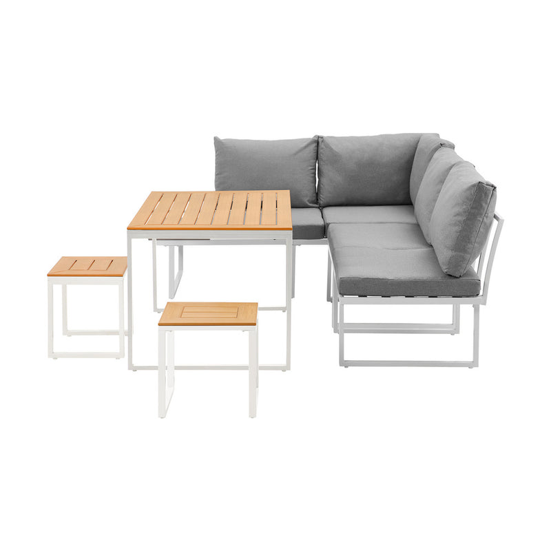 Livsip 6 Seater Outdoor Dining Sofa Set Lounge Furniture White