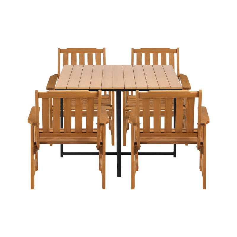 Livsip 4 Seater Outdoor Dining Set Table&Wood Chairs