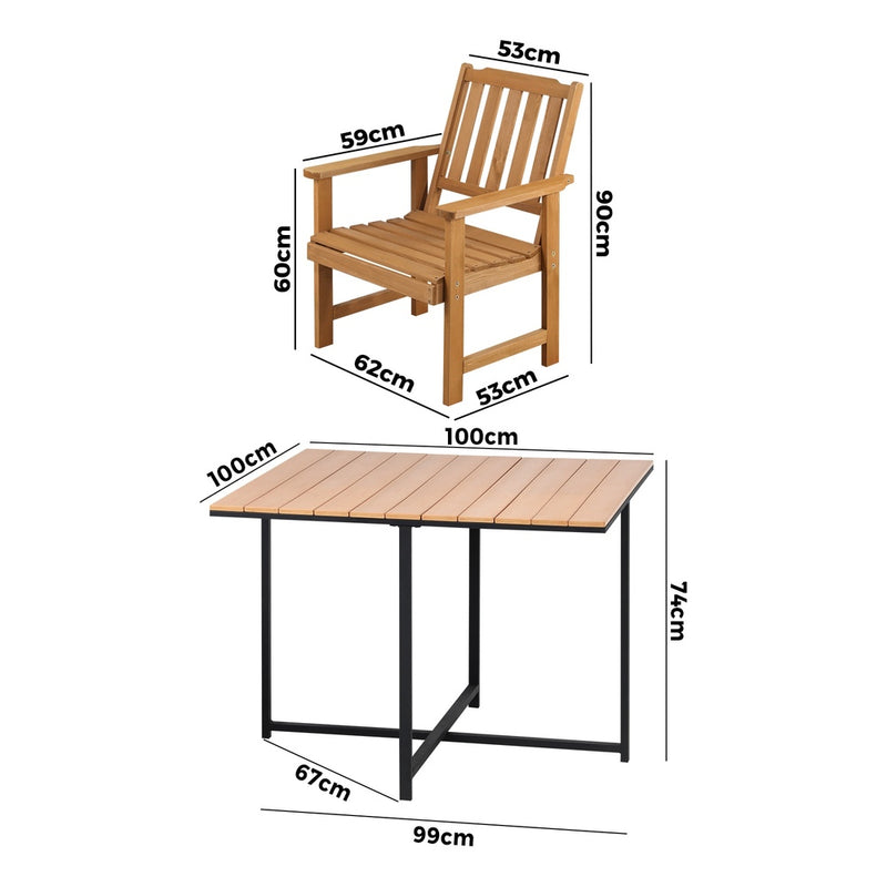 Livsip 4 Seater Outdoor Dining Set Table&Wood Chairs