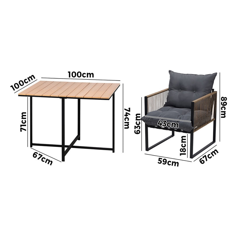 Livsip Outdoor Dining Set Wood-Plastic Table 4 Seater