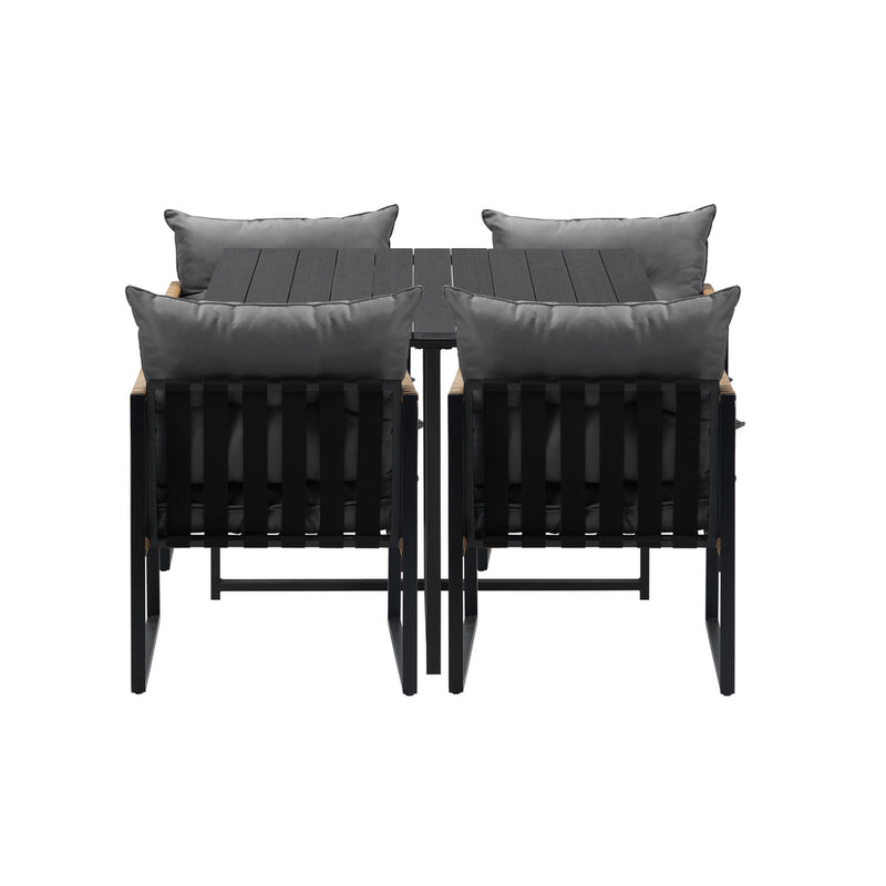 Livsip Outdoor Dining Set Black Table 4 Seater