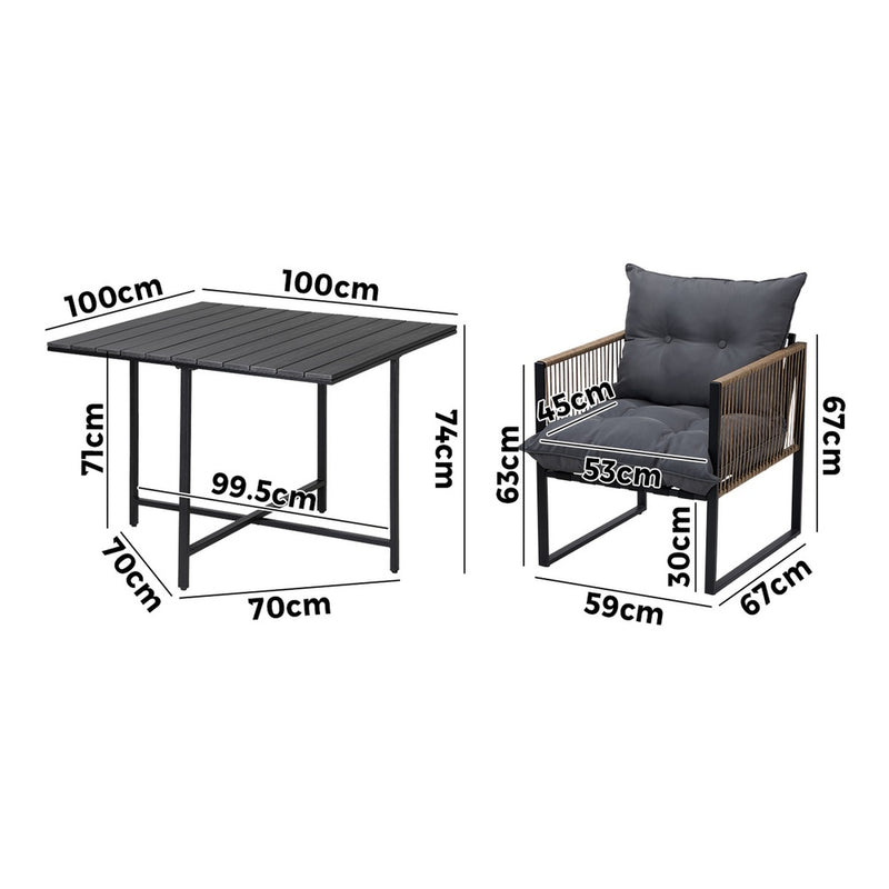 Livsip Outdoor Dining Set Black Table 4 Seater
