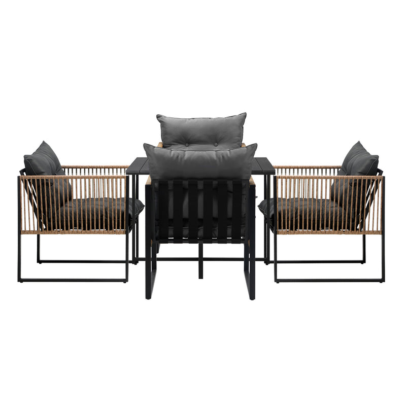 Livsip Outdoor Dining Set Black Table 4 Seater