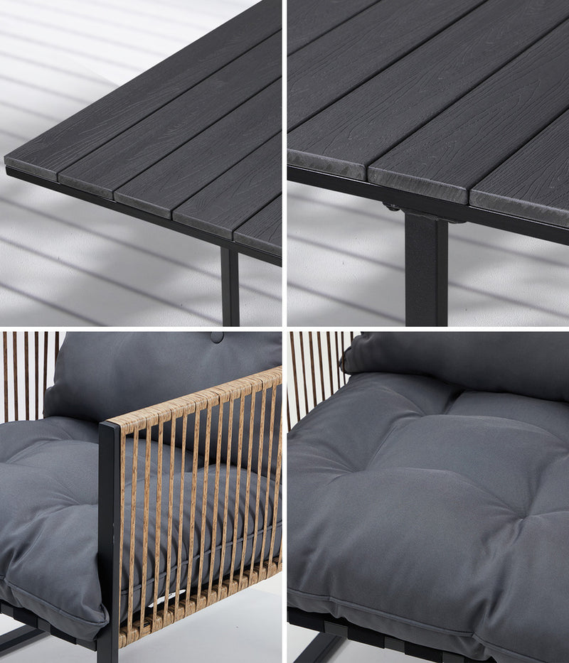 Livsip Outdoor Dining Set Black Table 4 Seater